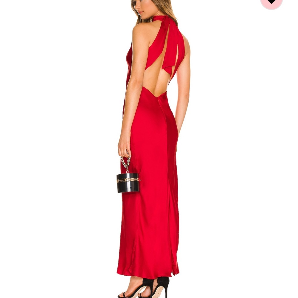 Bardot Red Open-Back Halter Maxi Dress
